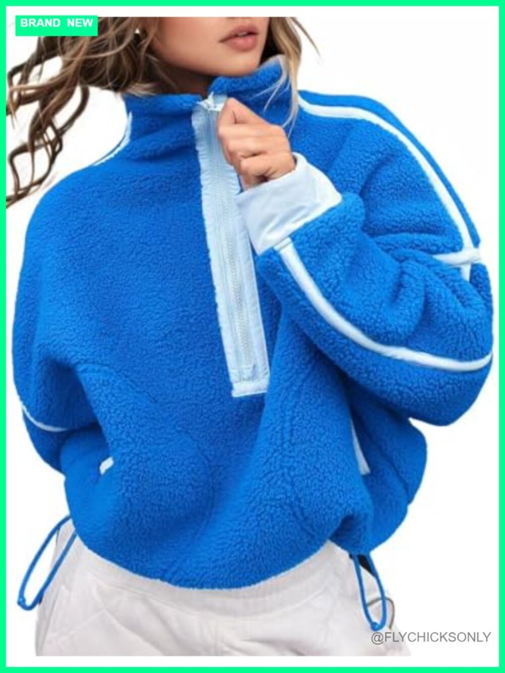 Fleece Half Zip Pullover Sweatshirt Crop Top Hoodie with Pocket